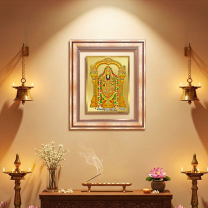 Diviniti 24K Gold Plated Tirupati Balaji Divine Wall Frame for Home Mandir & Office Decor | Luxury Spiritual Gift
