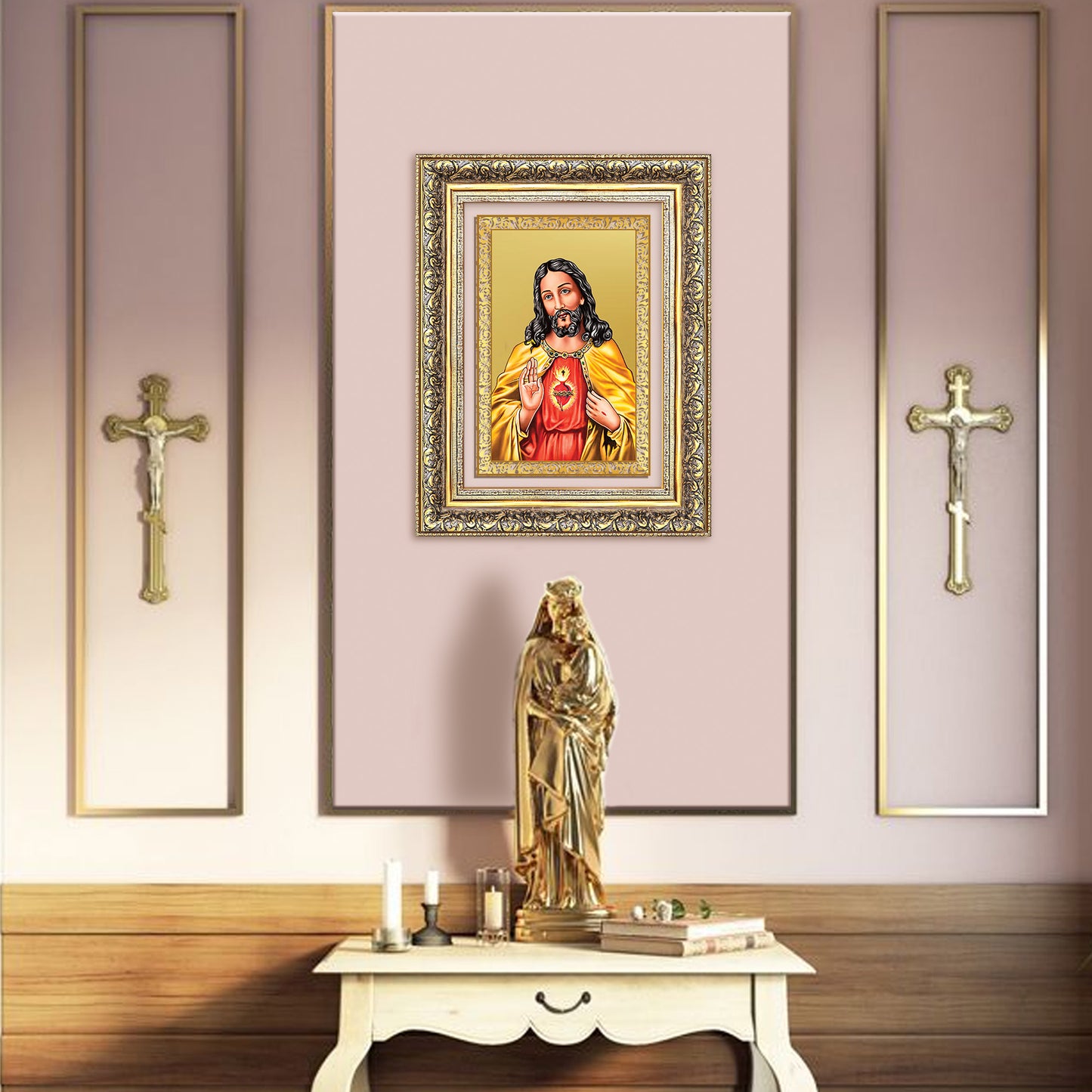 Diviniti 24K Gold Plated Jesus Christ (Classic) Divine Wall Frame for Home Mandir & Office Decor | Luxury Spiritual Gift