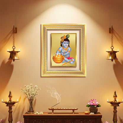 Diviniti 24K Gold Plated Bal Gopal Divine Wall Frame for Home Mandir & Office Decor | Luxury Spiritual Gift
