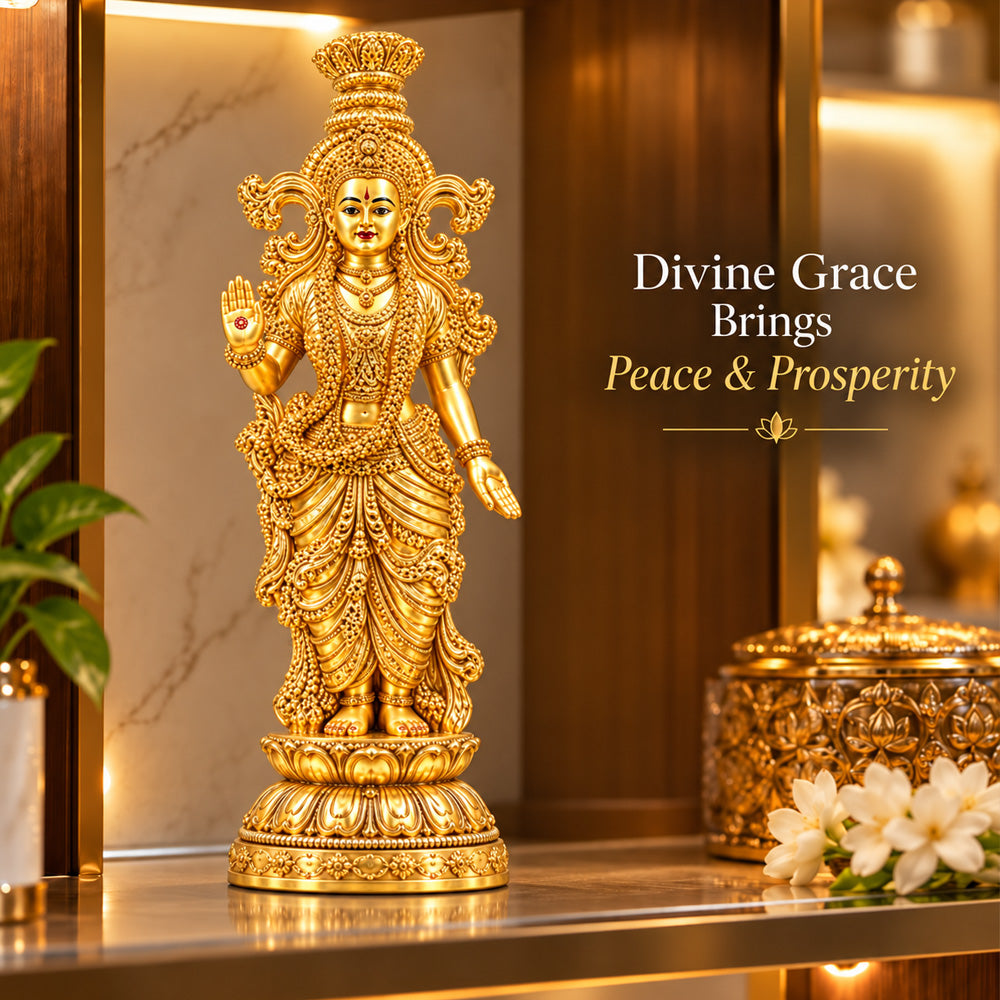 24K Gold-Plated Radha Rani Idol | Premium Gift Box | 36x9 CM
