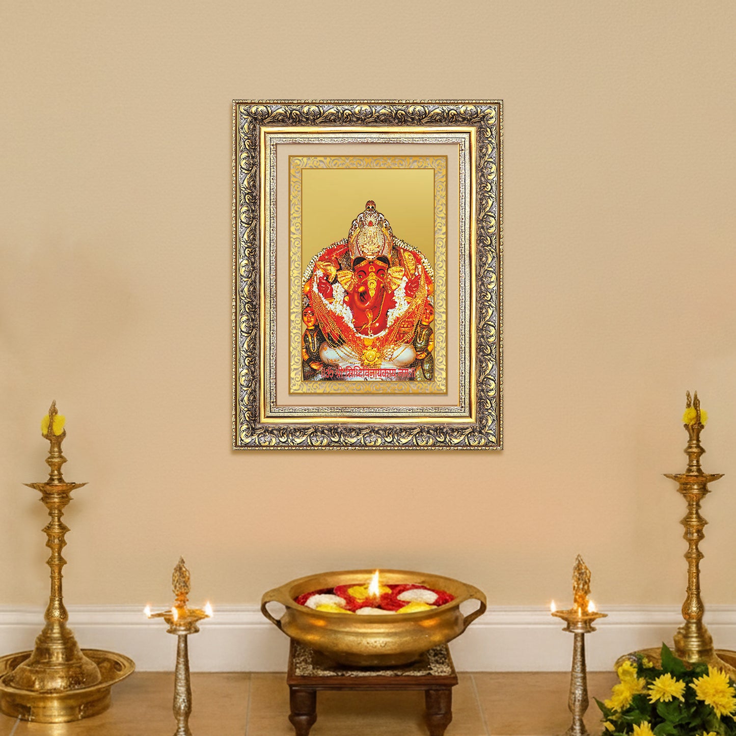 Diviniti 24K Gold Plated Siddhi Vinayak (Classic) Divine Wall Frame for Home Mandir & Office Decor | Luxury Spiritual Gift