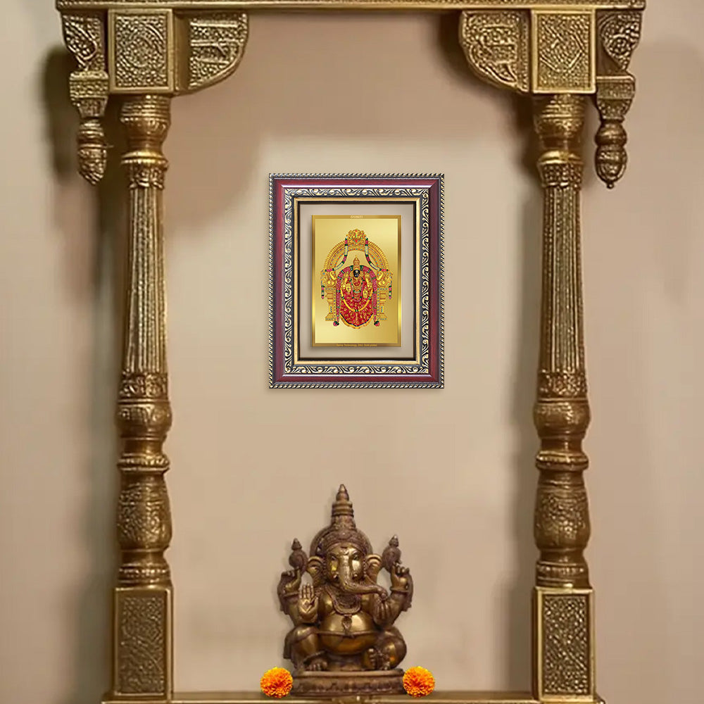 Diviniti 24K Gold Plated Padmavati (Classic) Divine Wall and Table Top Frame for Home Mandir & Office Decor | Luxury Spiritual Gift