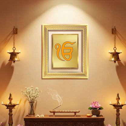 Diviniti 24K Gold Plated Ik Omkar (Classic) Divine Wall Frame for Home Mandir & Office Decor | Luxury Spiritual Gift