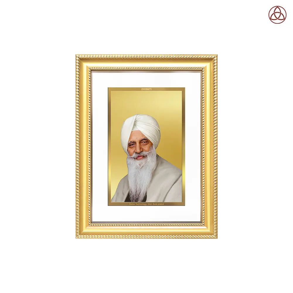 Baba Gurinder Singh Ji Maharaj | Spiritual Master of Radha Soami Satsang Beas Wall Photo Frame in 24K Gold Plated Foil