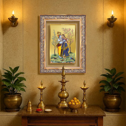 Diviniti 24K Gold Plated Radha Krishna (Classic) Divine Wall Frame for Home Mandir & Office Decor | Luxury Spiritual Gift