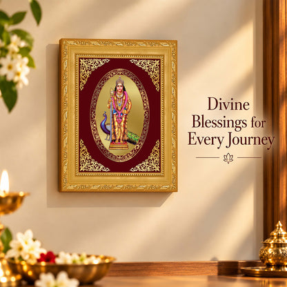 24K Gold-Plated Lord Murugan Frame | Premium Gift Box | 21.5x17.5 CM