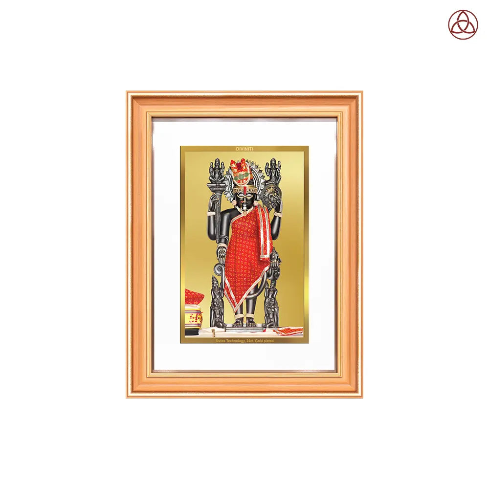 Dwarkadhish | Lord Krishna of Dwarka Wall Photo Frame in 24K Gold Plated Foil