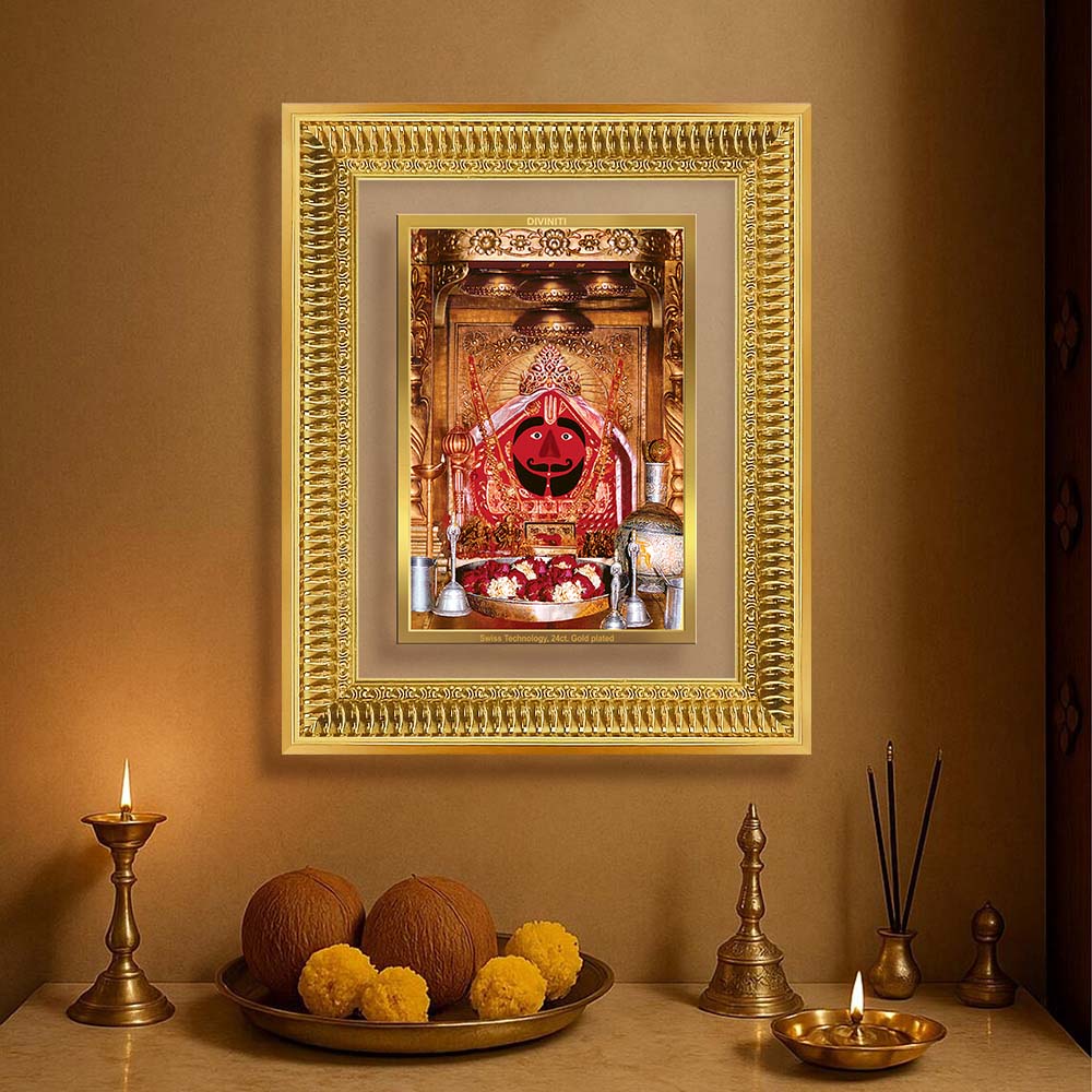 Diviniti 24K Gold Plated Salasar Balaji (Classic) Divine Wall Frame for Home Mandir & Office Decor | Luxury Spiritual Gift