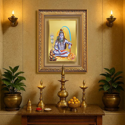 Diviniti 24K Gold Plated Shiva (Classic) Divine Wall Frame for Home Mandir & Office Decor | Luxury Spiritual Gift