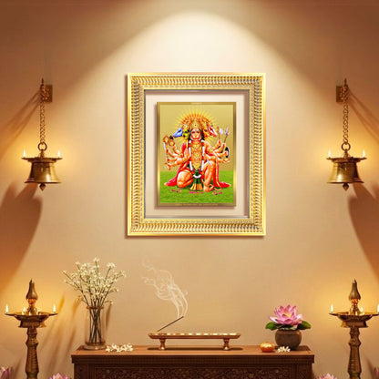 Panchmukhi Hanuman | Five-Faced Hanuman Wall Mount Photo Frame in 24K Gold Plated Foil