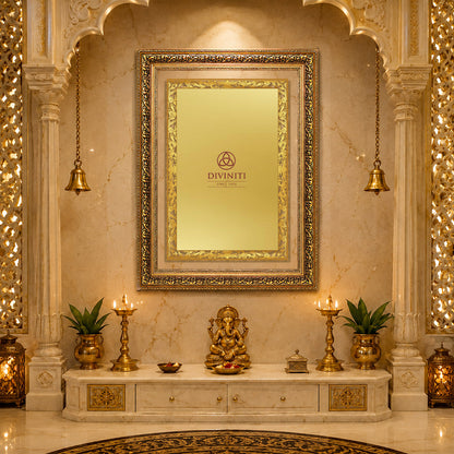 Diviniti Double Glass Frame Personalised Wall Mount Photo Frame in 24K Gold Plated Foil