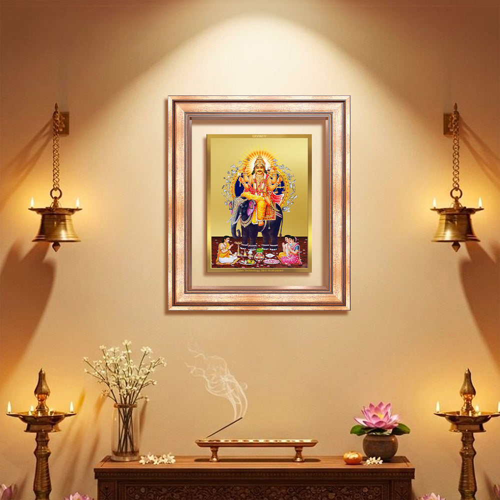 Diviniti 24K Gold Plated Vishvakarma (Classic) Divine Wall Frame for Home Mandir & Office Decor | Luxury Spiritual Gift
