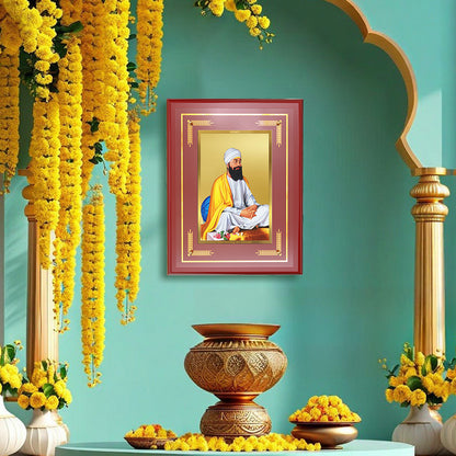 Diviniti 24K Gold Plated Guru Tegh Bahadur Sahib Ji Blessing Tabletop Photo Frame | Courage, Sacrifice & Divine Grace