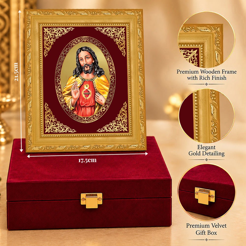 24K Gold-Plated Jesus Christ Frame | Premium Gift Box | 17.5x21.5 CM