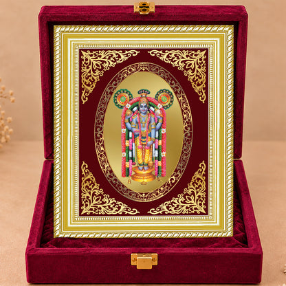 24K Gold-Plated Lord Guruvayurappan Frame | Premium Gift Box | 26x20 CM