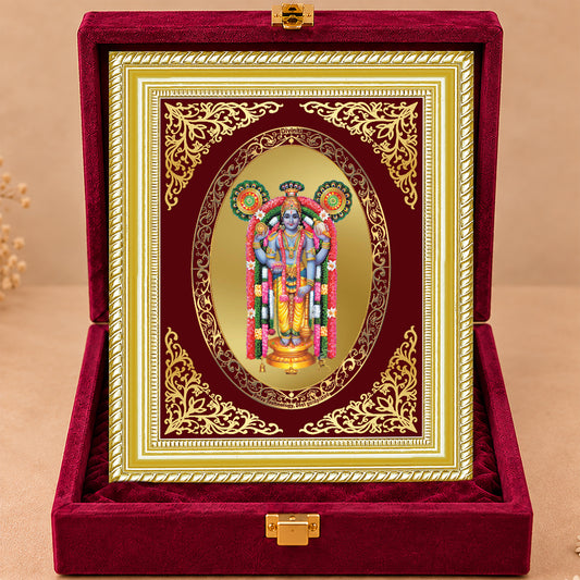 24K Gold-Plated Lord Guruvayurappan Frame | Premium Gift Box | 26x20 CM