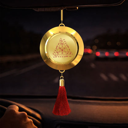Diviniti 24K Gold Plated Double Sided Goddess Durga & Yantra Car Dangler|5.5 CM Durga Mata Hanging Car Decor|Luxurious 24K Gold Plated Dangler For Car|Divine Car Accessories For Positive Energy