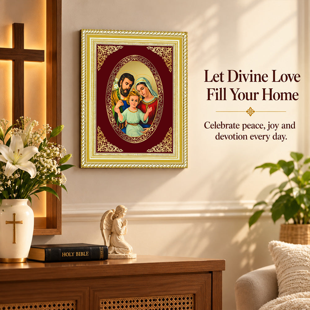24K Gold-Plated Holy Family Frame | Premium Gift Box | 27x35 CM