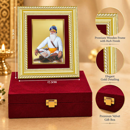 24K Gold-Plated Baba Deep Singh Frame | Premium Gift Box | 17.5x21.5 CM