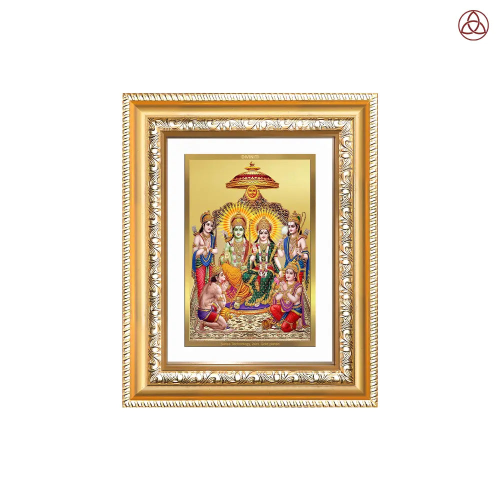 Ram Darbar | Divine Royal Family Wall & Tabletop Photo Frame in 24K Gold Plated Foil