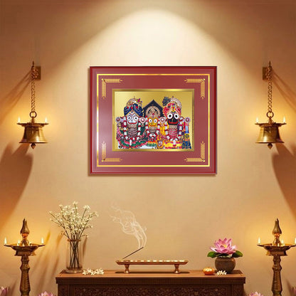Diviniti Jagannath Subhadra Balabhadra Wall Photo Frame in 24K Gold Plated Foil – Divine Trinity, Protection & Spiritual Bliss