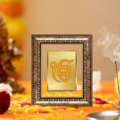 Diviniti 24K Gold Plated Ik Omkar Divine Table Top Frame for Home Mandir & Office Decor | Luxury Spiritual Gift