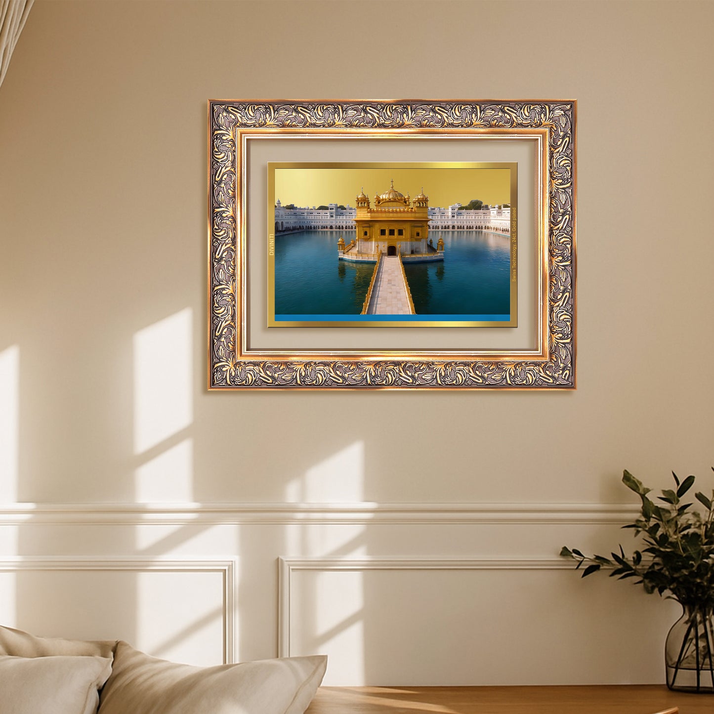 Diviniti 24K Gold Plated Golden Temple (Classic) Divine Wall Frame for Home Mandir & Office Decor | Luxury Spiritual Gift