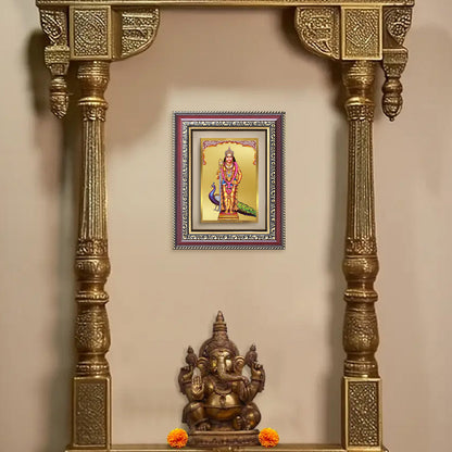 Diviniti 24K Gold Plated Murugan (Classic) Divine Wall and Table Top Frame for Home Mandir & Office Decor | Luxury Spiritual Gift