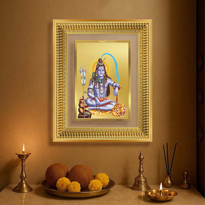 Diviniti 24K Gold Plated Shiva (Classic) Divine Wall Frame for Home Mandir & Office Decor | Luxury Spiritual Gift