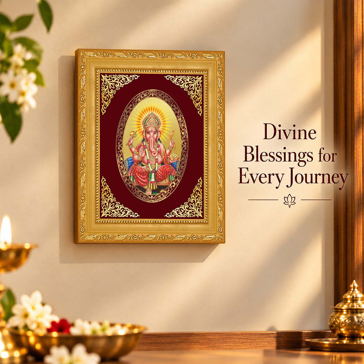 24K Gold-Plated Lord Ganesha Frame | Premium Gift Box | 21.5x17.5 CM