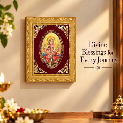 24K Gold-Plated Lord Ganesha Frame | Premium Gift Box | 21.5x17.5 CM