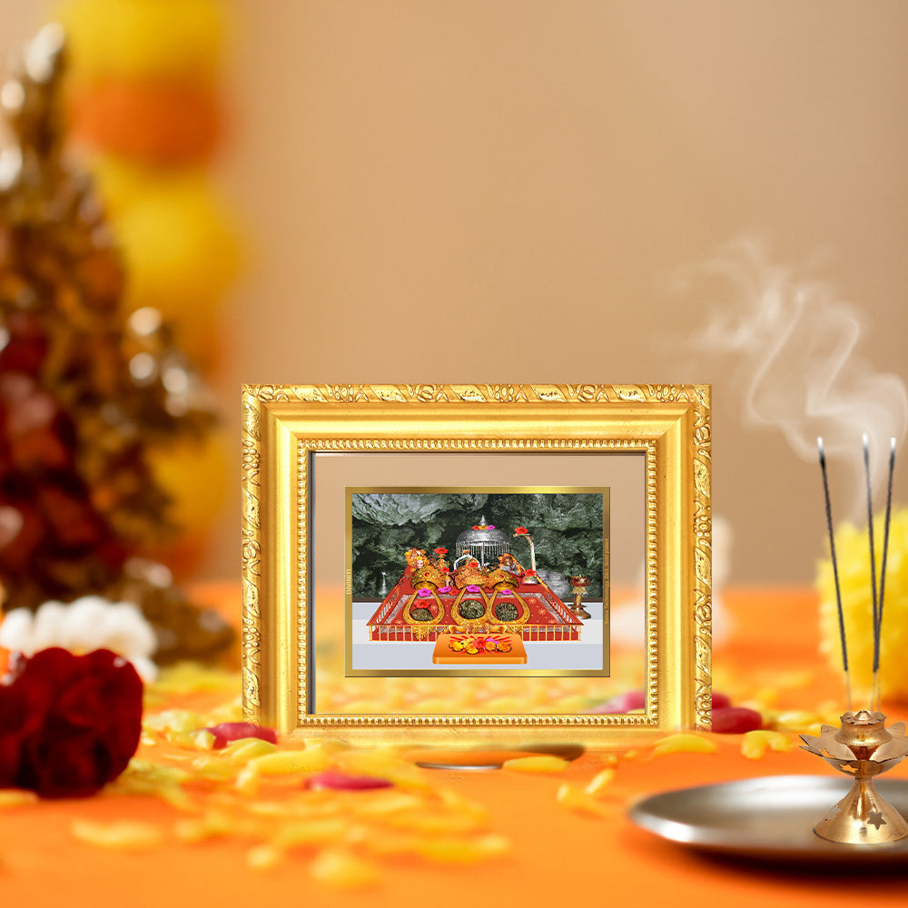 Diviniti 24K Gold Plated Mata Ka Darbar |Divine Table Top Frame for Home Mandir & Office Decor | Luxury Spiritual Gift