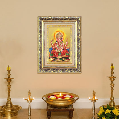 Diviniti 24K Gold Plated Ganesha (Classic) Divine Wall Frame for Home Mandir & Office Decor | Luxury Spiritual Gift