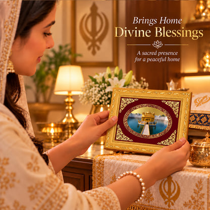 24K Gold-Plated Golden Temple BG Frame | Premium Gift Box | 16 X 13.5 CM