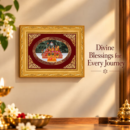24K Gold-Plated Vaishno Devi Darbar Frame | Premium Gift Box | 21.5x17.5 CM