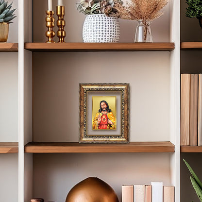 Diviniti 24K Gold Plated Jesus Christ Divine Table Top Frame for Home Mandir & Office Decor | Luxury Spiritual Gift