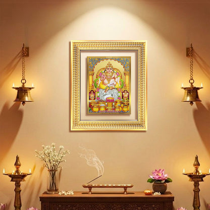 Diviniti 24K Gold Plated Kuber (Classic) Divine Wall Frame for Home Mandir & Office Decor | Luxury Spiritual Gift