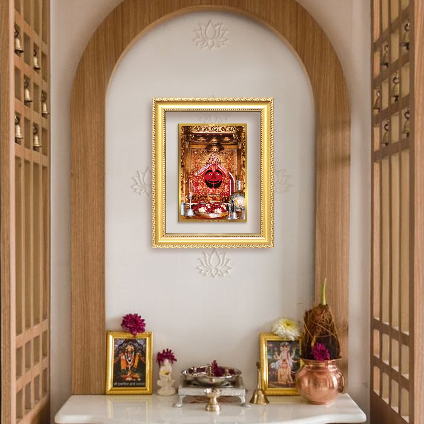 Diviniti 24K Gold Plated Salasar Balaji (Classic) Divine Wall Frame for Home Mandir & Office Decor | Luxury Spiritual Gift