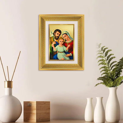Diviniti 24K Gold Plated Holy Family (Classic) Divine Wall Frame for Home Mandir & Office Decor | Luxury Spiritual Gift