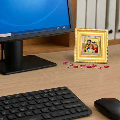 Diviniti Holy Family Tabletop Photo Frame in 24K Gold Plated Foil | Love, Unity & Divine Grace | DG015S1A (10x10 CM)