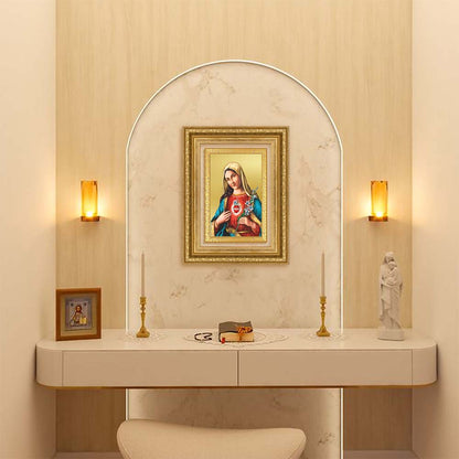 Diviniti 24K Gold Plated Mother Mary (Classic) Divine Wall Frame for Home Mandir & Office Decor | Luxury Spiritual Gift