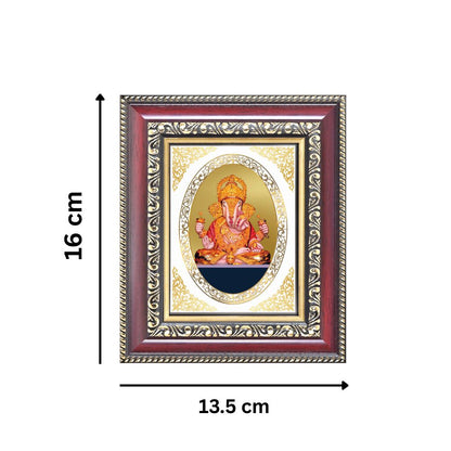 Dagdu Sheth Ganpati Divine Ganesha Sacred Prosperity Royal Tabletop Frame in 24K Gold Plated Foil