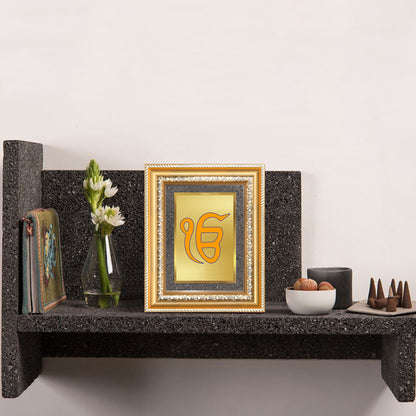Diviniti 24K Gold Plated Ik Omkar (Classic) Divine Wall and Table Top Frame for Home Mandir & Office Decor | Luxury Spiritual Gift