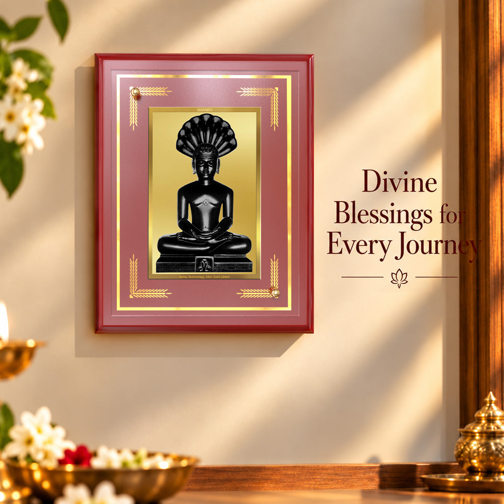 24K Gold-Plated Parshwanath Ji MDF Frame | Premium Gift Box | 26x20 CM