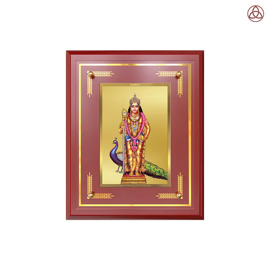 Lord Murugan Kartikeya | Divine Warrior God Wall & Tabletop Photo Frame in 24K Gold Plated Foil