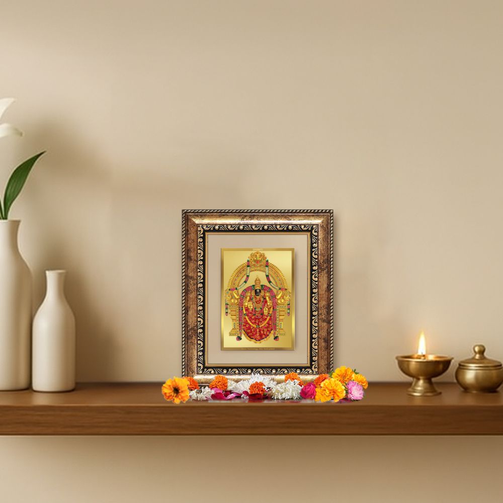 Diviniti 24K Gold Plated Padmavati Divine Table Top Frame for Home Mandir & Office Decor | Luxury Spiritual Gift