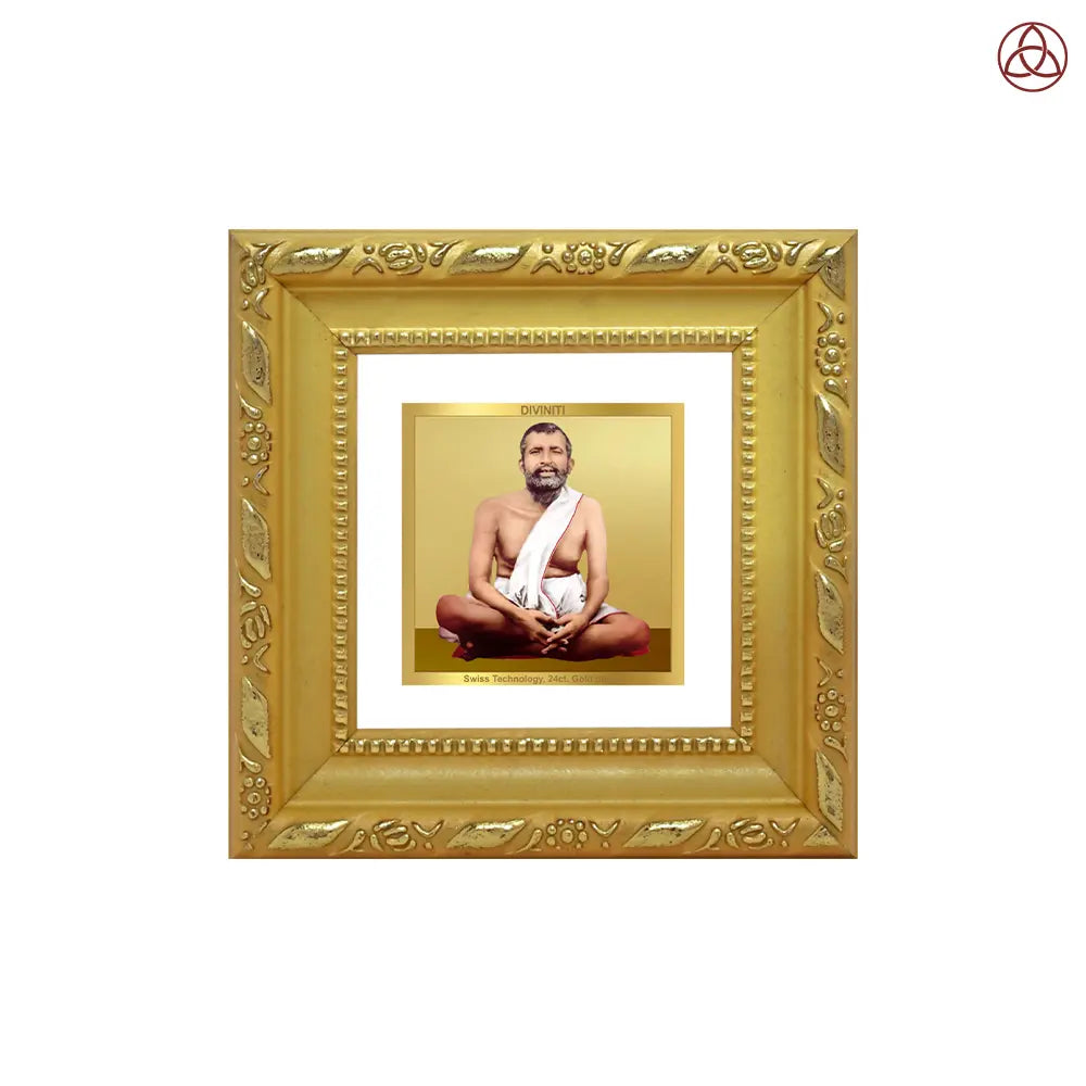 Sri Ramakrishna Paramahamsa | Enlightened Mystic of Bhakti & Vedanta Tabletop Frame in 24K Gold Plated Foil