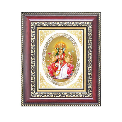 Diviniti 24K Gold Plated Gayatri Maa |Divine Table Top Royal Photo Frame for Home Mandir & Office Decor | Luxury Spiritual Gift