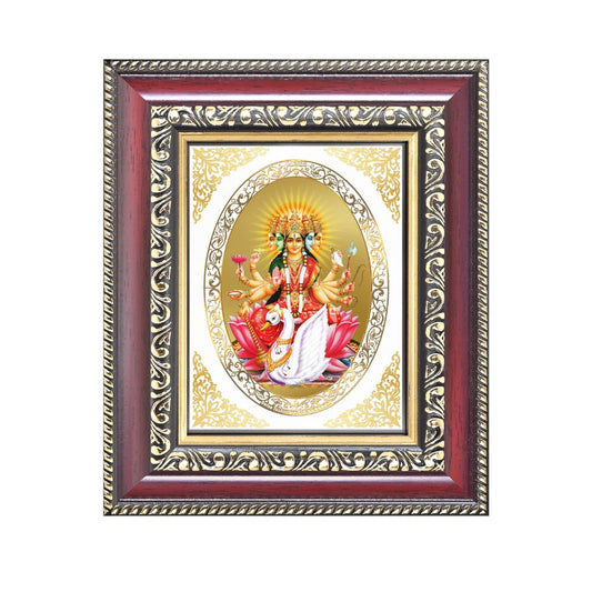 Diviniti 24K Gold Plated Gayatri Maa |Divine Table Top Royal Photo Frame for Home Mandir & Office Decor | Luxury Spiritual Gift
