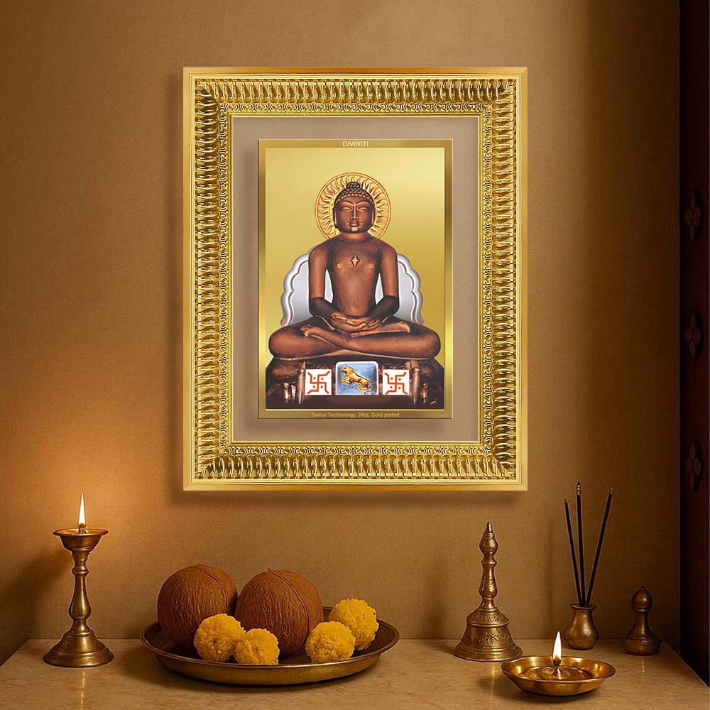 Diviniti 24K Gold Plated Mahavir (Classic) Divine Wall Frame for Home Mandir & Office Decor | Luxury Spiritual Gift
